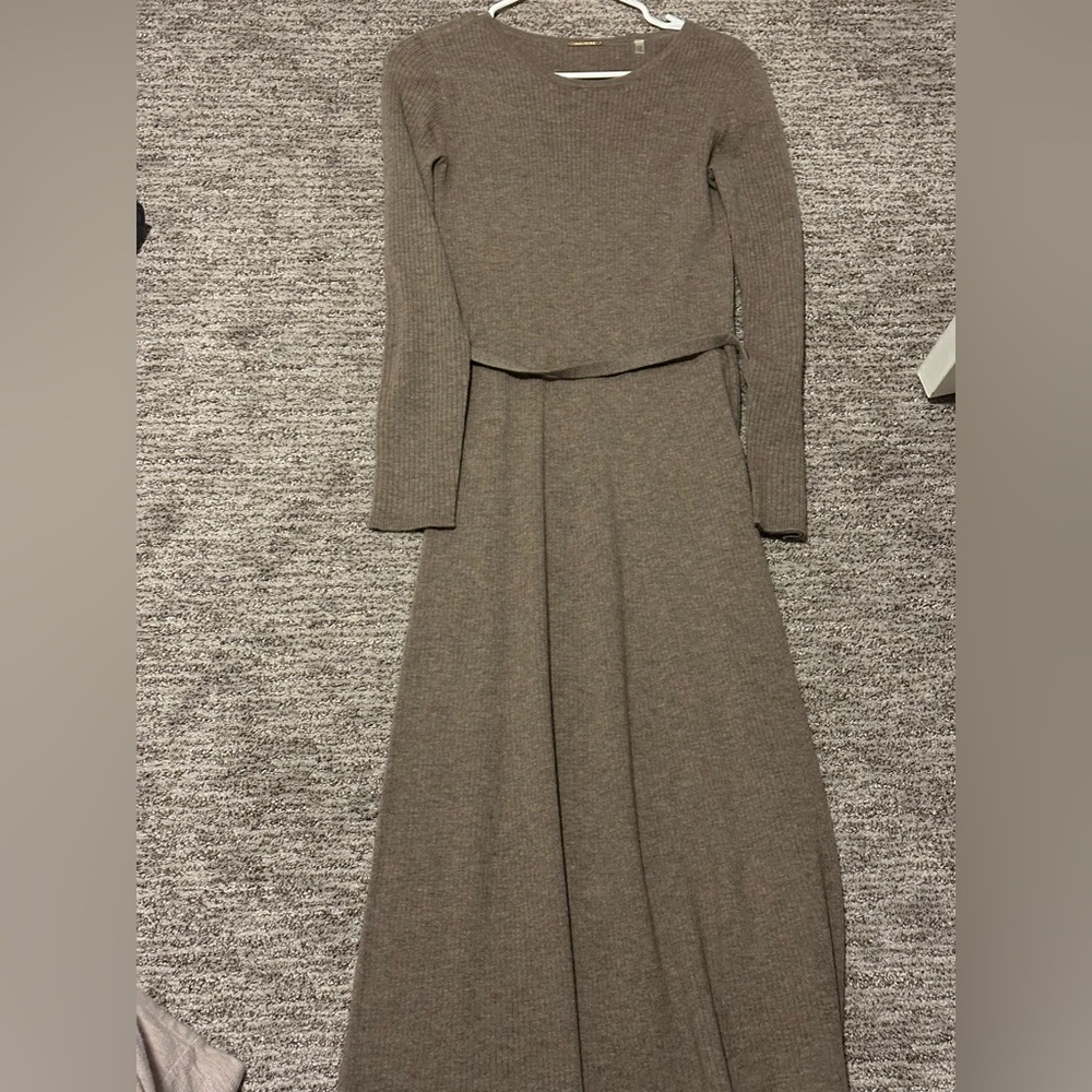 Tahari Taupe Long Sleeve Dress